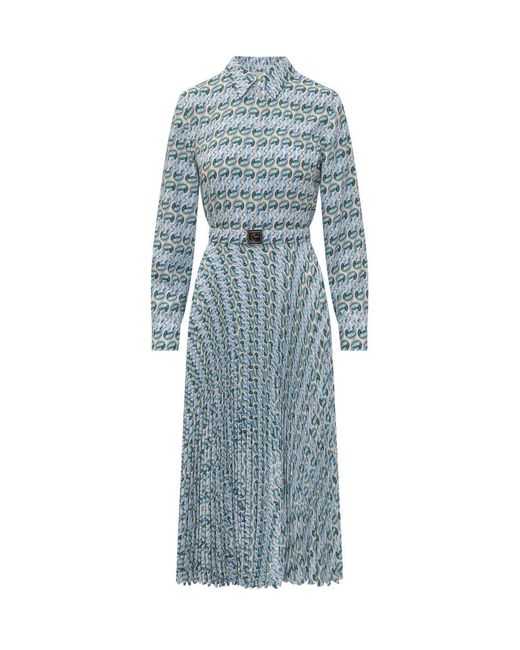 Tory Burch Blue Printed Twill Dress