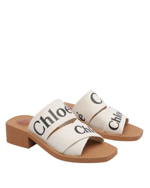 Chloé White Woody Pump Sandals