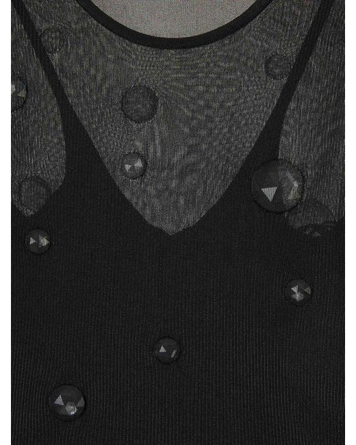 Alexander Wang Black Semi-Transparent Gems Midi Dress