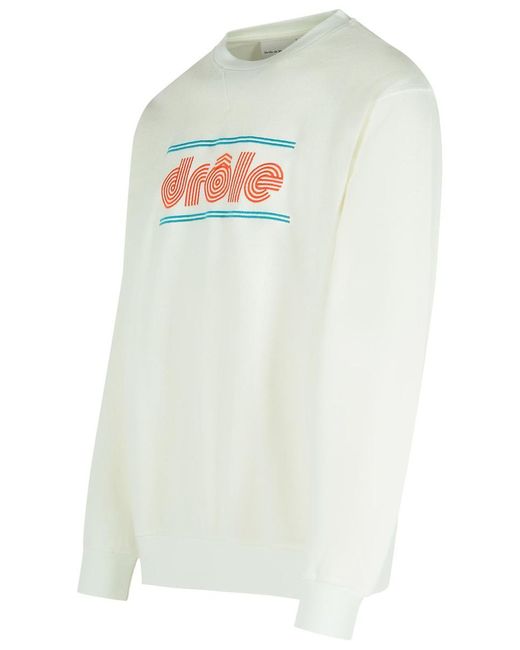 Drole de Monsieur White 'Tennis' Cotton Sweatshirt for men