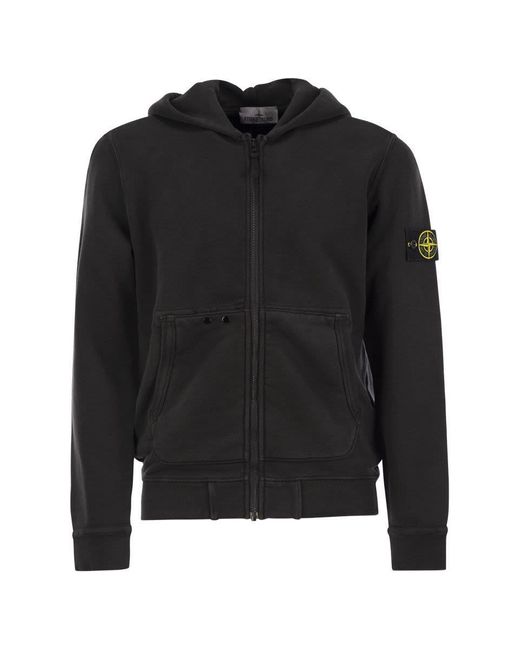 Stone Island Hoodie And Badge in Black for Men Lyst