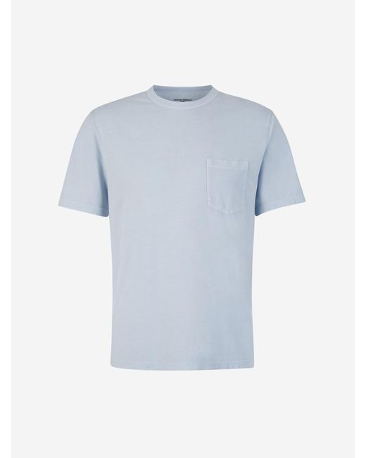 Officine Generale Blue Lyocell Pocket T-Shirt for men