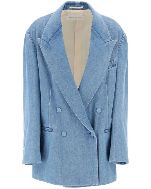 Dries Van Noten Blue "Oversized Denim Blazer