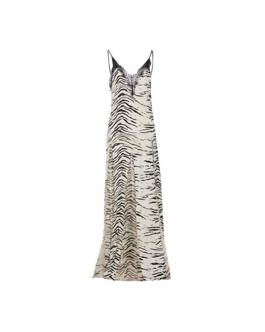 Elisabetta Franchi Metallic Zebra Maxi Dress