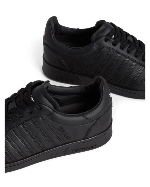 DSquared² Black Leather Lace-Up Sneakers for men