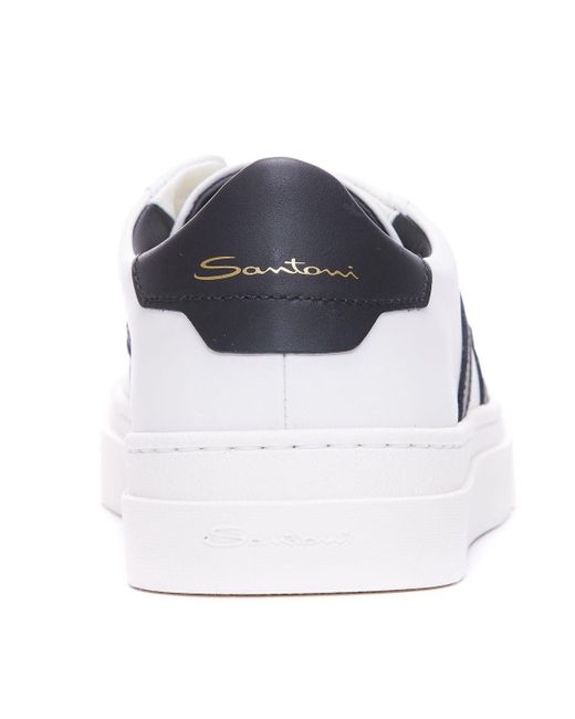 Santoni Black Double Buckle Sneakers for men