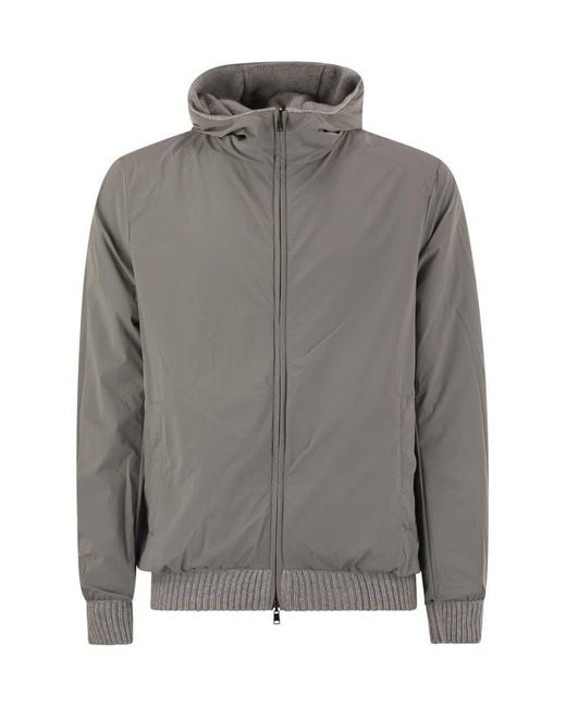 Herno Gray Reversible Padded Wool Bomber Jacket for men