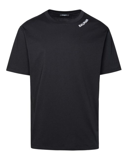 Balmain Black Cotton T-shirt for men