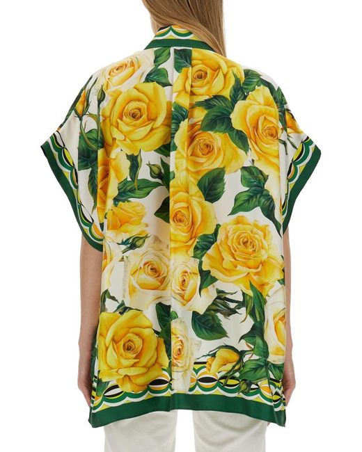Dolce & Gabbana Yellow Flower Print Shirt