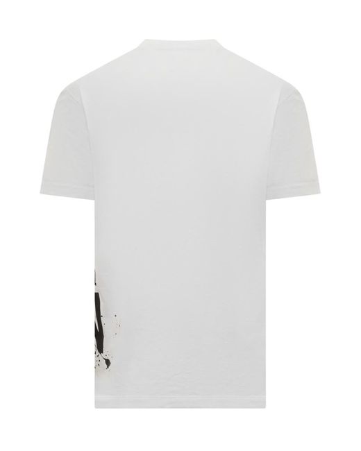 DSquared² White Icon Collection T-Shirt With Splash Cool Print for men