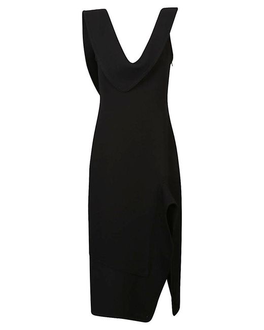 Bottega Veneta Black Cotton Blend Midi Dress