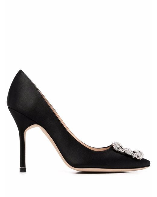 Manolo Blahnik Black Buckle-Detail Stiletto Pumps