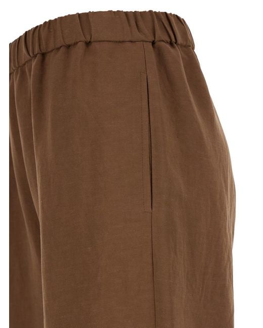 Plain Brown Pants With Elastic Waistband