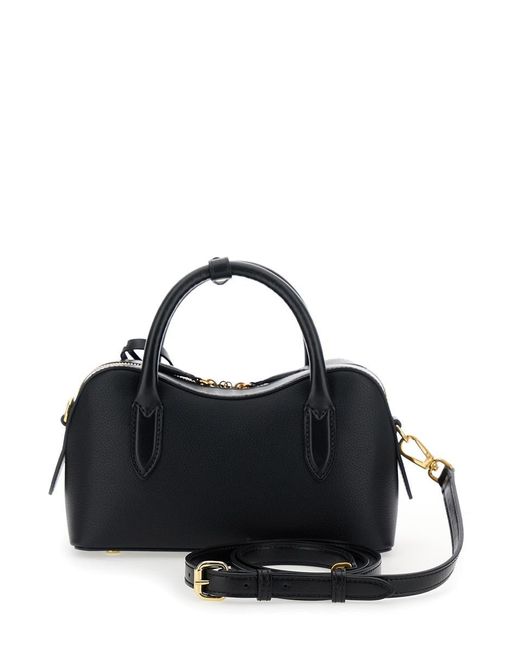 Stella McCartney Black 'Ryder' Small Handbag With Two Top Handles And Front Padlock Detail With Logo