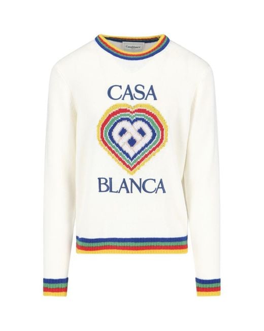 Casablancabrand White 'heart Boucle' Sweater for men