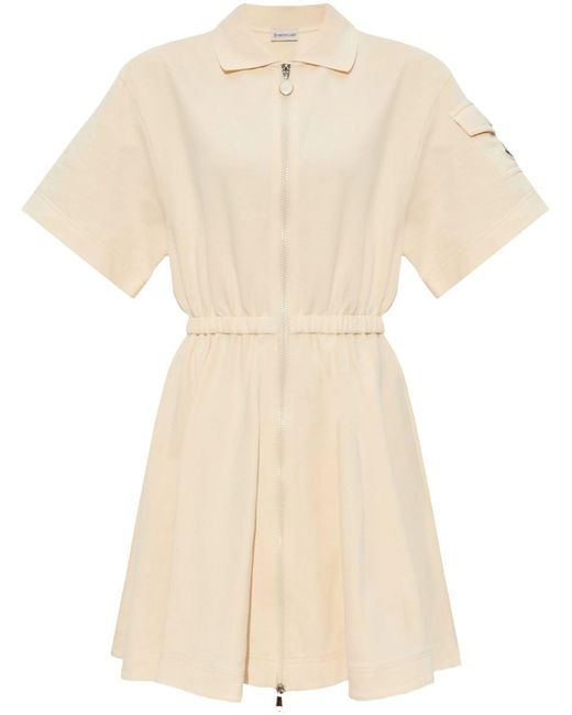 Moncler Natural Logo-Appliqué Cotton Dress