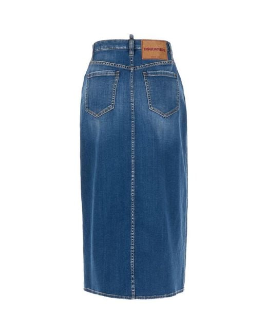 DSquared² Blue Denim Long Skirt