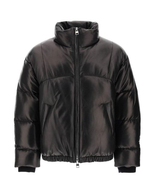 Alexander McQueen Black Quilted Leather Puffer Jacket for men