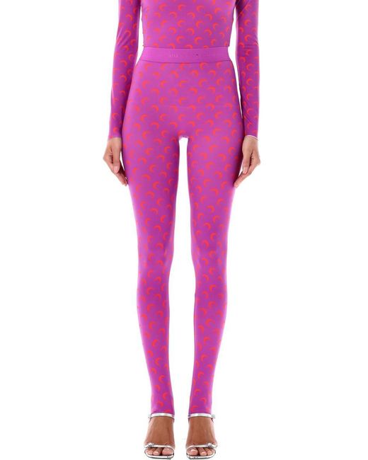 MARINE SERRE Pink Allover Moon Leggings