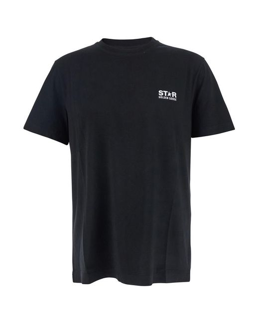 Golden Goose Deluxe Brand Black Crewneck T-Shirt With Logo On The Front And Back for men