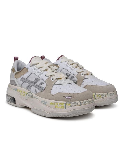 Premiata Gray Draked Multicolor Leather Blend Sneakers