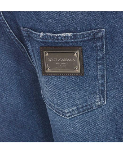 Dolce & Gabbana Blue Dark Cotton Blend Jeans