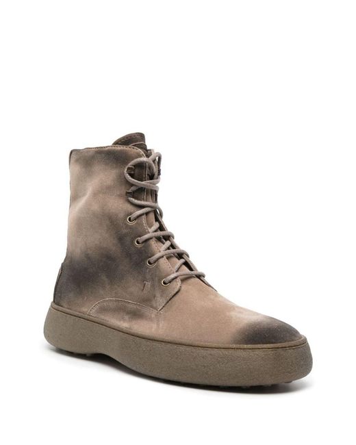 Tod's Brown Gommino Suede Boots for men