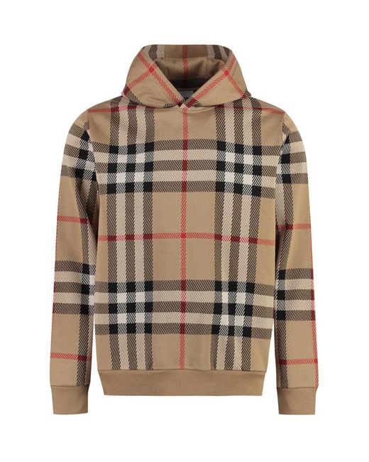 Burberry Brown Check Pattern Hoodie for men
