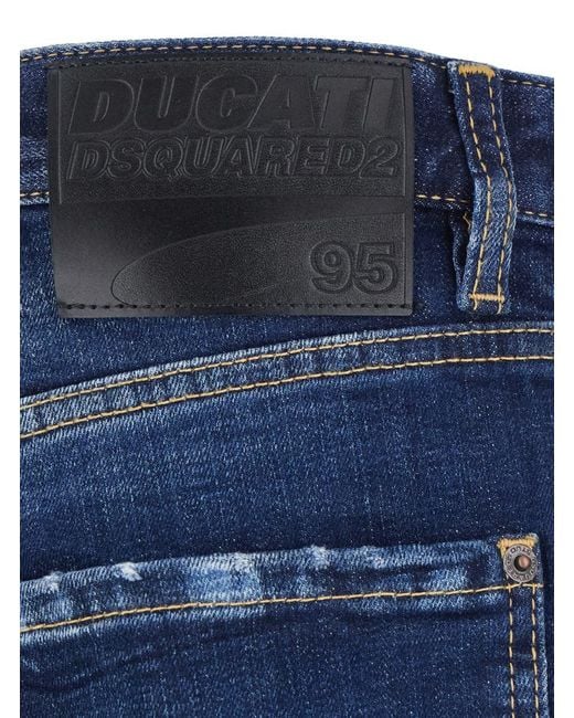 DSquared² Blue 'Ducati X D2' Jeans With Logo Patch On The Rear And Belt Loops for men