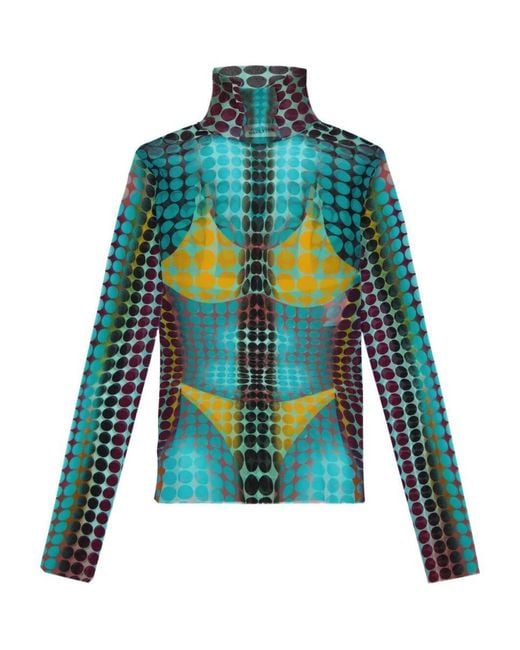 Jean Paul Gaultier Blue "Re-Edition High Neck" With Long Sleeves