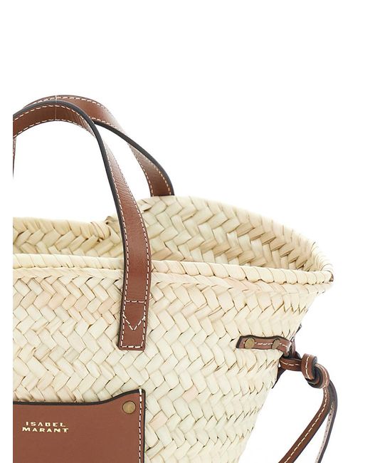 Isabel Marant Metallic 'Cadix Mini' Handbag With Leather Trims Ands Logo Detail