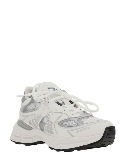 Axel Arigato 'marathon Ghost Runner' White Low Top Sneakers With Reflectivce Details In Leather Blend Woman
