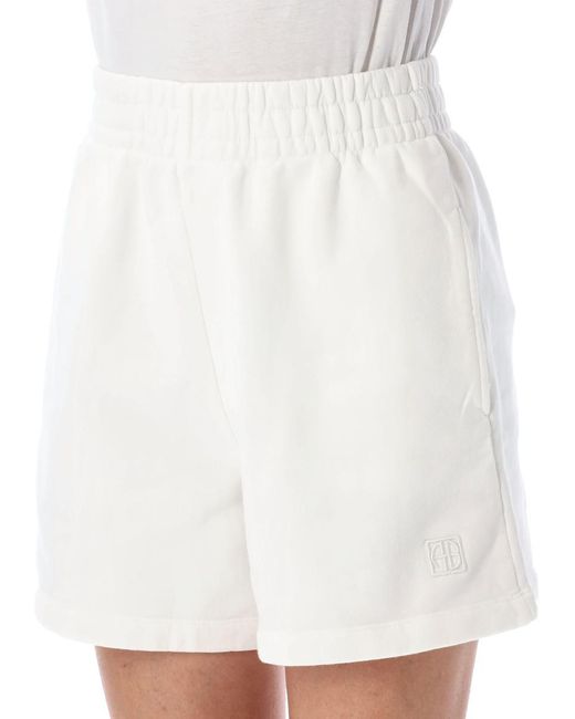 Anine Bing White Kam Framed Monogram Sweatshort