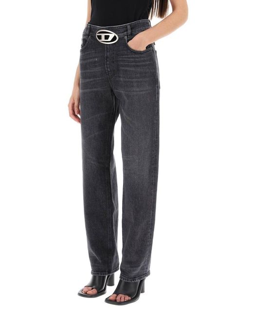 DIESEL Blue 'ark' Loose Jeans With Logo Buckle