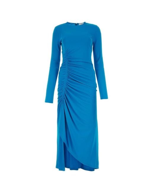 Givenchy Blue Ruched Midi Dress - Women's - Viscose