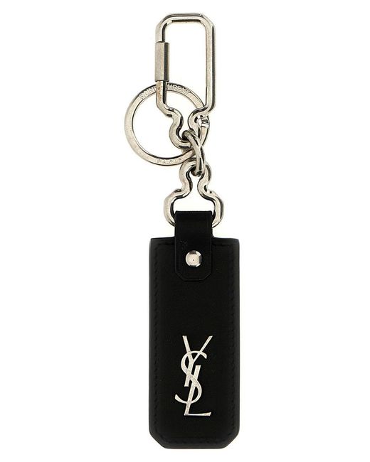 Saint Laurent Black 'cassandre' Keyring for men