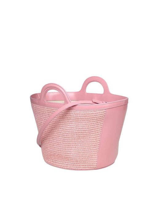 Marni Pink Leather And Raffia Handbag