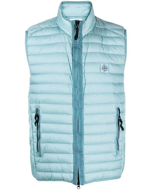 Stone Island Blue Compass-patch Padded Gilet for men