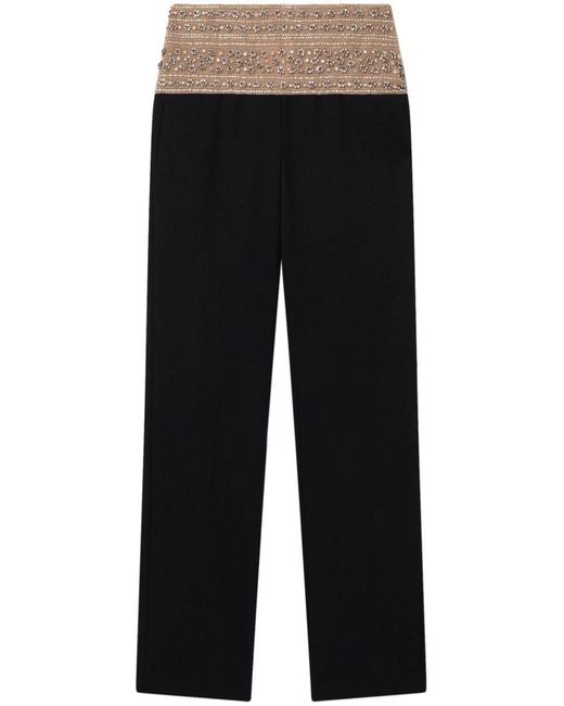 Stella McCartney Black Crystal-Embellished Wool Trousers