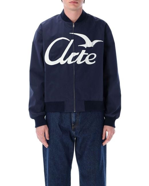 Arte' Blue Logo Bird Bomber Jacket for men