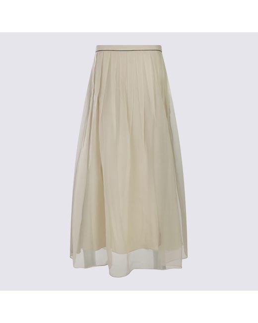 Brunello Cucinelli Natural Light Silk Skirt