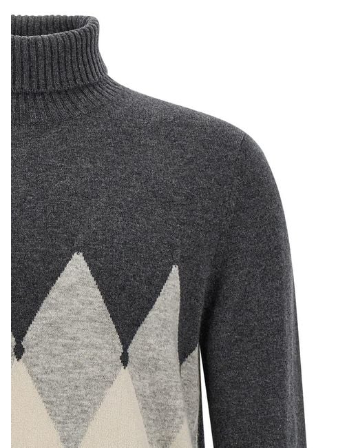 Ballantyne Gray Argyle Turtleneck for men