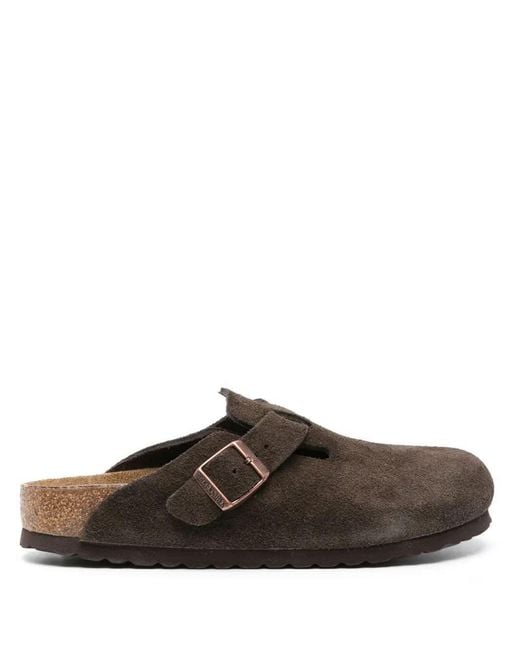 Birkenstock Brown Boston Suede Mule Shoes