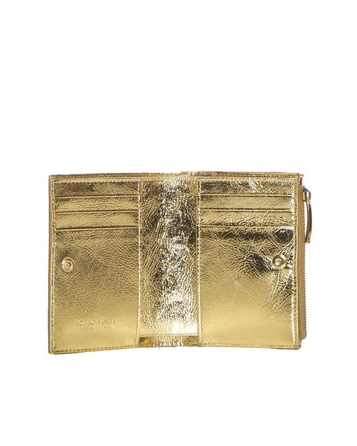 Bottega Veneta Metallic Intreccio Nappa Leather Small Bifold Wallet