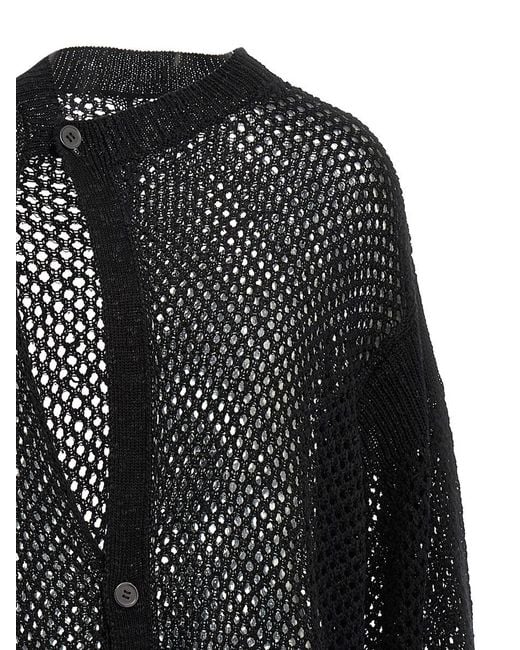 Yohji Yamamoto Black Asymmetrical Cardigan for men
