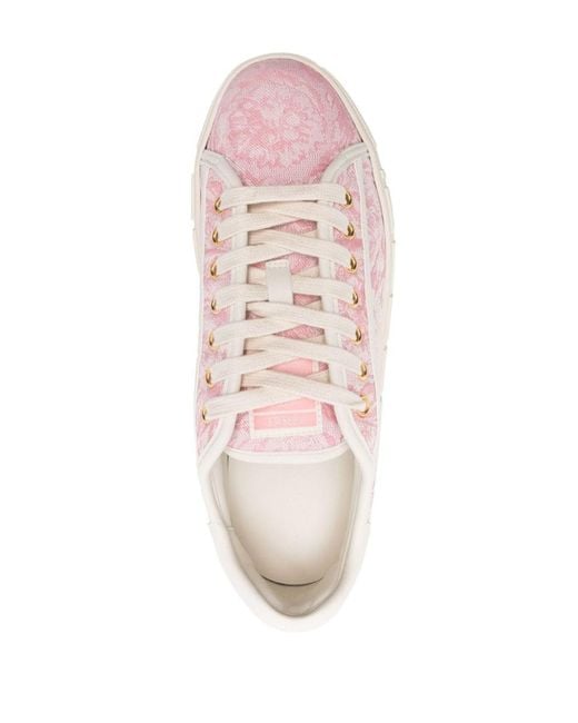 Versace Pink Greca Canvas Sneaker