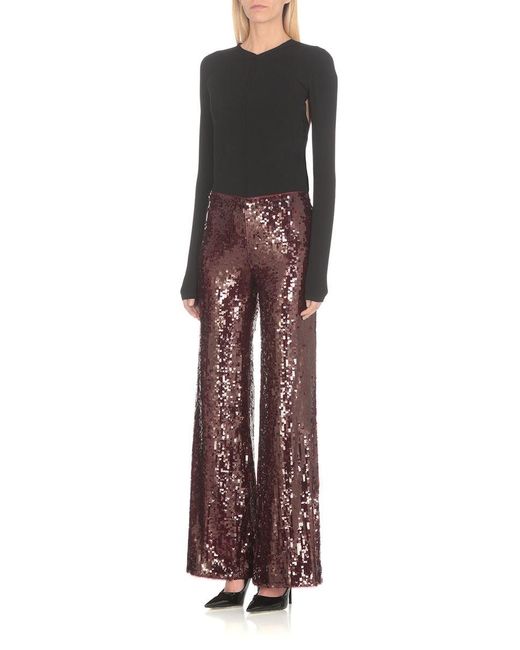 ROTATE BIRGER CHRISTENSEN Red Pants With Paillettes