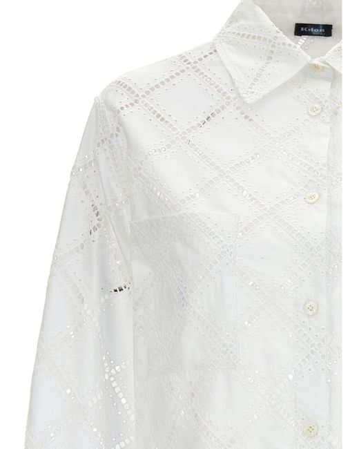 Kiton White Openwork Cotton Shirt Shirt, Blouse