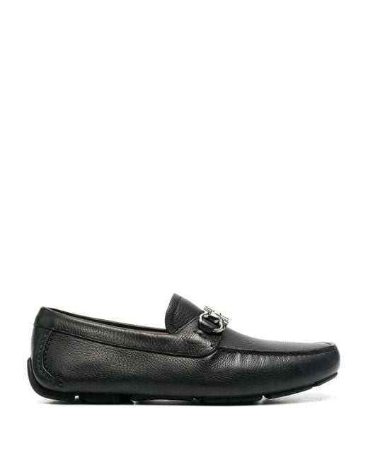 Ferragamo Black Gancini Leather Drivers for men