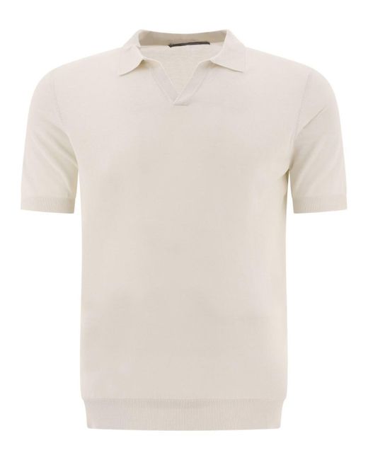 Tagliatore White Silk Polo Shirt for men
